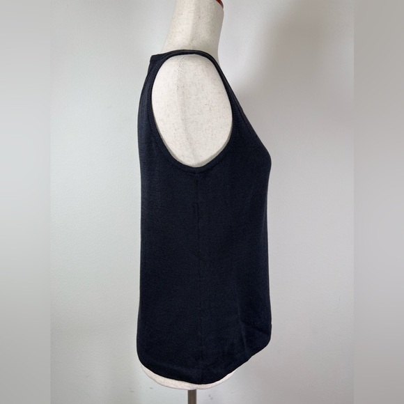 St John Collection Santana Knit Tank Top Size Small Wool Blend Black Basics Chic - Picture 4 of 16
